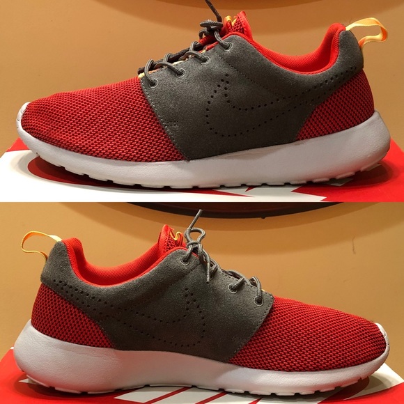 Nike Roshe Run Red & Grey Suede Unisex Sneakers - Picture 3 of 8